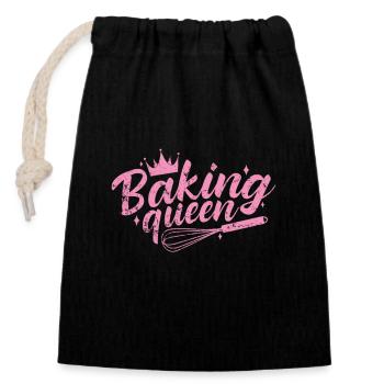 Baking Queen Konditor Torte - Verschließbarer Geschenkbeutel aus Baumwolle (14x20cm) - Schwarz - Vorne