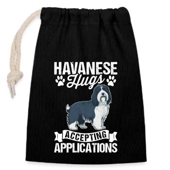 Havanese Hugs Accepting Applications - Closable cotton gift bag (14x20cm) - black - Front
