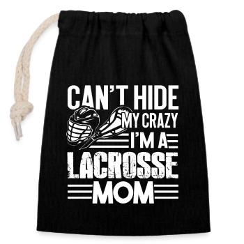 Lacrosse Crazy Lacrosse Mom - Closable cotton gift bag (14x20cm) - black - Front