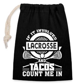 Lacrosse Love Lacrosse And Tacos - Closable cotton gift bag (14x20cm) - black - Front