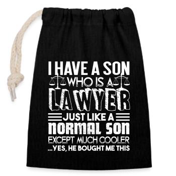Lawyer My Son Is A Lawyer - Closable cotton gift bag (14x20cm) - black - Front