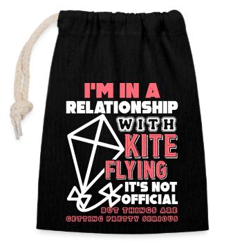 Kite Flying In A Relationship With Kite Flying - Closable cotton gift bag (14x20cm) - black - Front