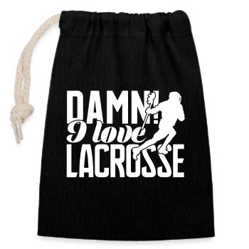 Lacrosse I Love Lacrosse - Closable cotton gift bag (14x20cm) - black - Front