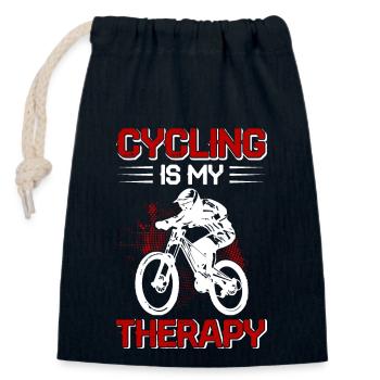 Cycling Is My Therapy - Verschließbarer Geschenkbeutel aus Baumwolle (14x20cm) - Navy - Vorne