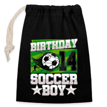 14th birthday Boy Soccer 14 Years Old Gifts - Closable cotton gift bag (14x20cm) - black - Front