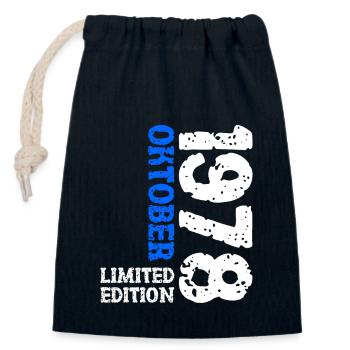 1978 Oktober Limited Edition 45. Geburtstag Deko - Verschließbarer Geschenkbeutel aus Baumwolle (14x20cm) - Navy - Vorne