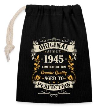 Vintage 1945 Surprise d’anniversaire - Sac cadeau en coton avec cordon (14 x 20 cm) - noir - Devant