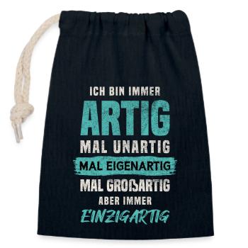 Limited Edition Individuell Einzigartig - Verschließbarer Geschenkbeutel aus Baumwolle (14x20cm) - Navy - Vorne