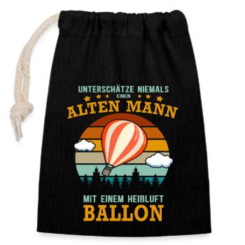 Heißluftballon Ballonfahrer - Alter Mann Spruch - Verschließbarer Geschenkbeutel aus Baumwolle (14x20cm) - Schwarz - Vorne