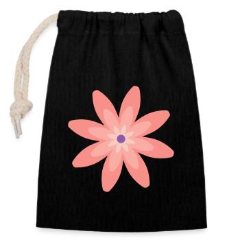 Pink flower - Closable cotton gift bag (14x20cm) - black - Front