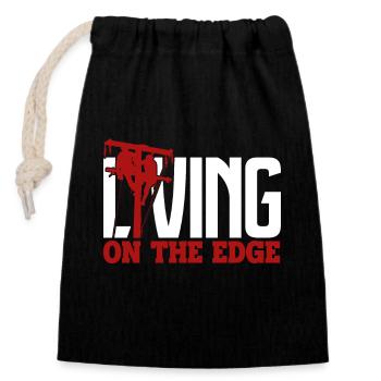 Lineman Lineman Living On The Edge - Closable cotton gift bag (14x20cm) - black - Front
