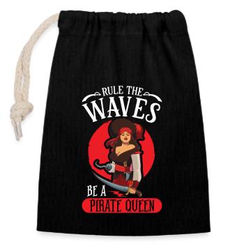 Piraten-piratenschiff-frau Piratenkapitän - Verschließbarer Geschenkbeutel aus Baumwolle (14x20cm) - Schwarz - Vorne