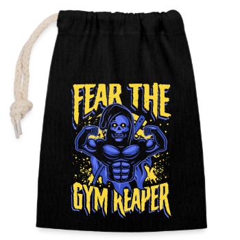 Fear the gym reaper - Closable cotton gift bag (14x20cm) - black - Front
