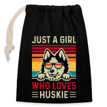 Husky - Closable cotton gift bag (14x20cm) - black - Front