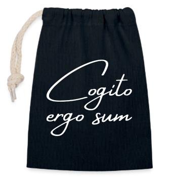 Cogito ergo sum - I think, therefore I am - Closable cotton gift bag (14x20cm) - navy - Front