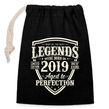 Rétro Anniversaire Surprise 4 ans 2019 - Sac cadeau en coton avec cordon (14 x 20 cm) - noir - Devant