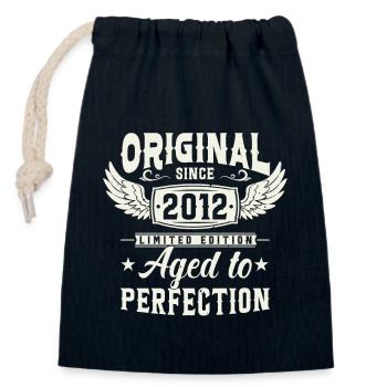Millésime 2012 Anniversaire Joie - Sac cadeau en coton avec cordon (14 x 20 cm) - bleu marine - Devant