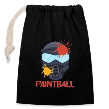 Paintball Face Mask Funny Paint Ball Team - Closable cotton gift bag (14x20cm) - black - Front