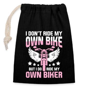 Biker Woman - Motorbike Riding Biker Girl - Closable cotton gift bag (14x20cm) - black - Front