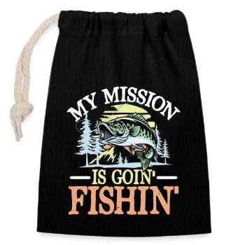 Fishermen and anglers in the sport of fishing Petri Heil - Closable cotton gift bag (14x20cm) - black - Front