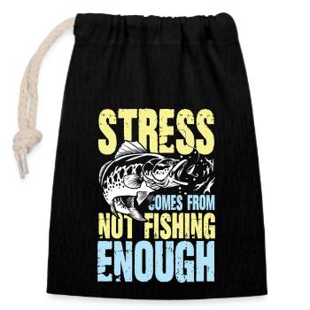 Fishing and fishing against stress - Fischer Spruch - Closable cotton gift bag (14x20cm) - black - Front