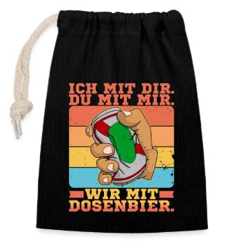 Dosenbier Bier Alkohol Bierdosen Trinker Saufen - Verschließbarer Geschenkbeutel aus Baumwolle (14x20cm) - Schwarz - Vorne