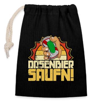 Saufen Bier Trinken Alkohol Dosenbier Bierzelt - Verschließbarer Geschenkbeutel aus Baumwolle (14x20cm) - Schwarz - Vorne