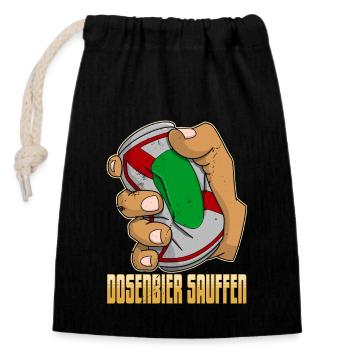 Bierliebhaber Dosenbier Alkohol Party Trinker - Verschließbarer Geschenkbeutel aus Baumwolle (14x20cm) - Schwarz - Vorne