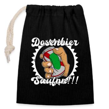 Bier Trinker Saufen Bierdosen Dosenbier Trinker - Verschließbarer Geschenkbeutel aus Baumwolle (14x20cm) - Schwarz - Vorne