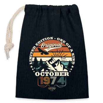 49th Birthday Original October Year 1974 - Closable cotton gift bag (14x20cm) - navy - Front