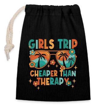 Girls Trip Summer Vacation - Closable cotton gift bag (14x20cm) - black - Front