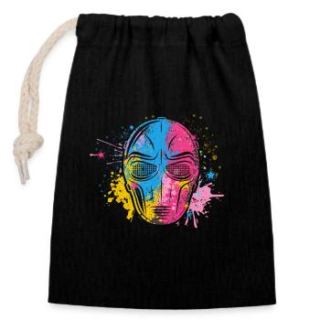 Paintball Lover Face Mask Paint Ball Team - Closable cotton gift bag (14x20cm) - black - Front