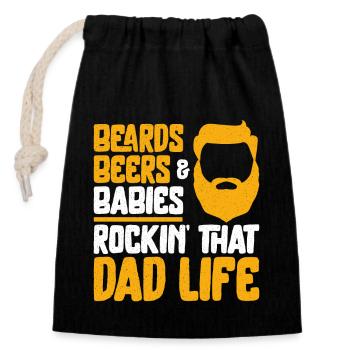 Amoureux de la barbe Homme barbu Papa Gingembre - Sac cadeau en coton avec cordon (14 x 20 cm) - noir - Devant