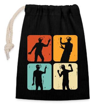 VR Virtual Reality - Closable cotton gift bag (14x20cm) - black - Front
