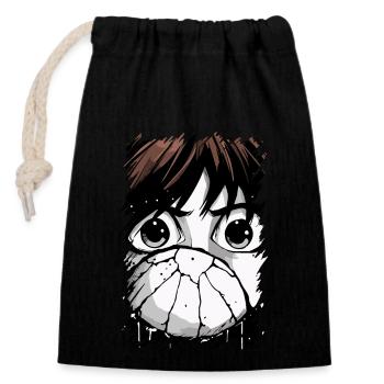 Japanischer Anime maskierter Junge - Verschließbarer Geschenkbeutel aus Baumwolle (14x20cm) - Schwarz - Vorne