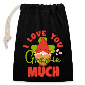 I Love You Gnomie Much Elf Garden Miniatures Cadeaux - Sac cadeau en coton avec cordon (14 x 20 cm) - noir - Devant