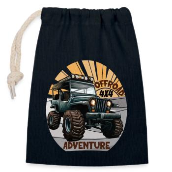 Aventure tout-terrain 4x4 - Sac cadeau en coton avec cordon (14 x 20 cm) - bleu marine - Devant