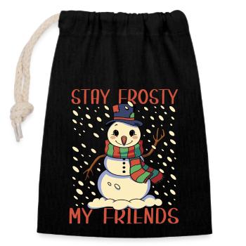 Lustiges Schneemann T-Shirt - Verschließbarer Geschenkbeutel aus Baumwolle (14x20cm) - Schwarz - Vorne