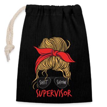Shitshow Supervisor Frauen - Verschließbarer Geschenkbeutel aus Baumwolle (14x20cm) - Schwarz - Vorne