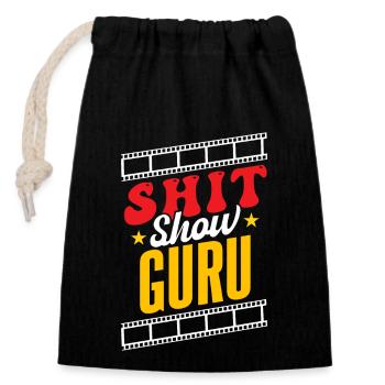Scheiße-Show-Guru - Verschließbarer Geschenkbeutel aus Baumwolle (14x20cm) - Schwarz - Vorne