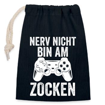 Zocker Zocken Gamer - Verschließbarer Geschenkbeutel aus Baumwolle (14x20cm) - Navy - Vorne