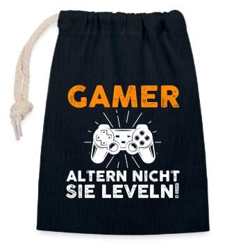 Zocker Zocken Gamer - Verschließbarer Geschenkbeutel aus Baumwolle (14x20cm) - Navy - Vorne