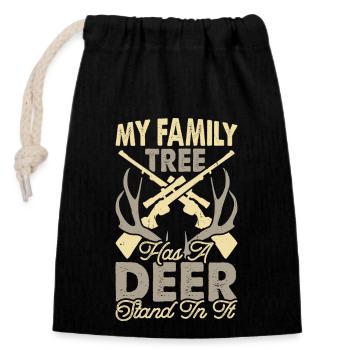 Hunters chasing antlers deer - Closable cotton gift bag (14x20cm) - black - Front
