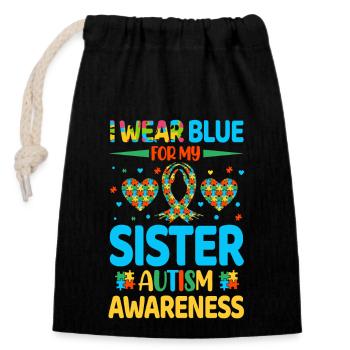 Autism Autistic - Closable cotton gift bag (14x20cm) - black - Front
