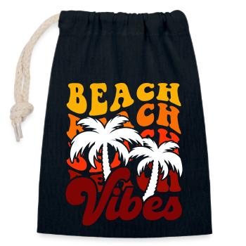 Vibrations de la plage - Sac cadeau en coton avec cordon (14 x 20 cm) - bleu marine - Devant