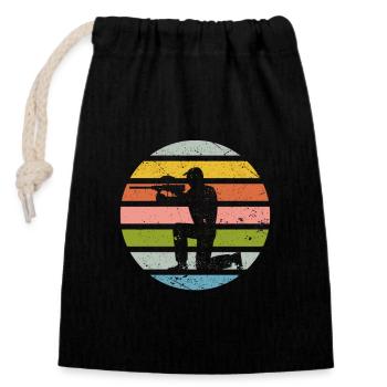Paintball Retro Sonnenuntergang 70er 80er 90er - Verschließbarer Geschenkbeutel aus Baumwolle (14x20cm) - Schwarz - Vorne