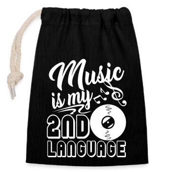 Music Teacher Music Teacher Language - Closable cotton gift bag (14x20cm) - black - Front