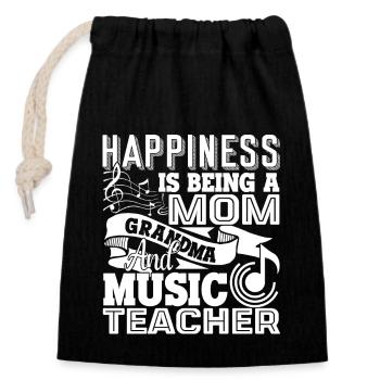 Music Teacher Music Teacher Mom Grandma - Closable cotton gift bag (14x20cm) - black - Front