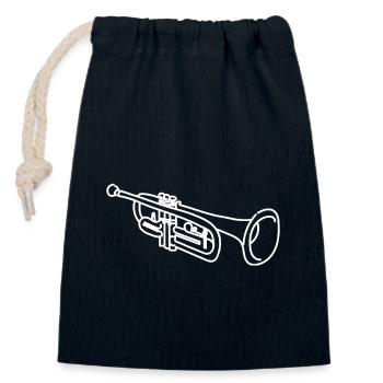 Drawn painted trumpet - Verschließbarer Geschenkbeutel aus Baumwolle (14x20cm) - Navy - Vorne