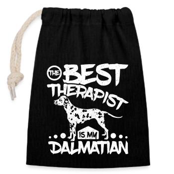 The best therapist is my dalmatian - Verschließbarer Geschenkbeutel aus Baumwolle (14x20cm) - Schwarz - Vorne